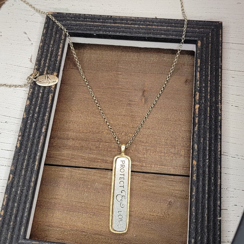 JK By Thirty One Protect Love Engraved Necklace 34"